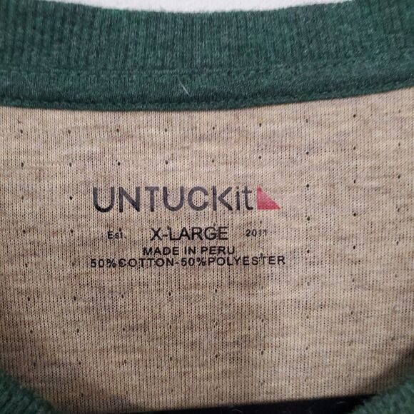 Untuckit Henley Shirt Men's XL Green Long Sleeve 50/50 Outdoor Casual Cabincore - Picture 3 of 7